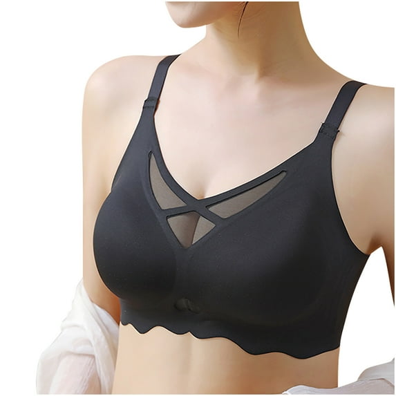 Brglopf Women's Bra Wireless Push Up Comfort Crossover Bra V Neck Seamless Bralettes No Underwire Lace Brasieres Wirefree Everyday Basic Sleeping Bras
