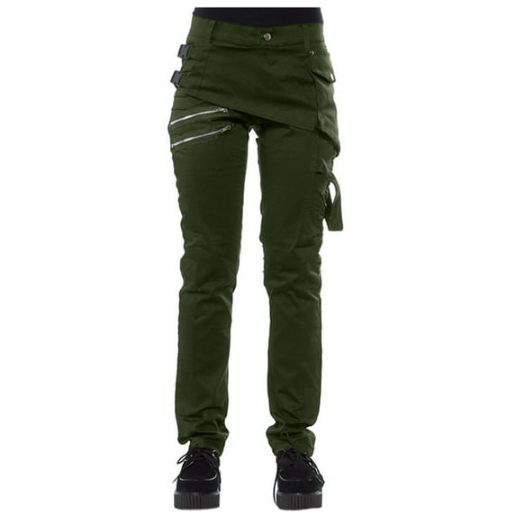 Brglopf Women's Cargo Pants High Waist Straight Leg Pants Solid Color Work Casual Pants Parachute Pants with Pockets