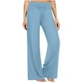 thumbnail image 1 of Brglopf Women's Casual Loose Wide Leg Cozy Pants Yoga Sweatpants Comfy High Waisted Drawstring Sports Athletic Lounge Pants with Pockets(Blue,S), 1 of 5