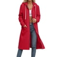 thumbnail image 1 of Brglopf Women's Casual Zip Up Hoodies Fleece Tunic Sweatshirt Long Hoodie Oversized Fall Hooded Jacket Coat with Pockets Red M, 1 of 7