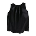 thumbnail image 1 of Brglopf Women's Cotton Linen Tank Tops Summer Casual Sleeveless Pleated Round Neck Boho Blouse Loose Fit Tees Shirts(Black,XXL), 1 of 4