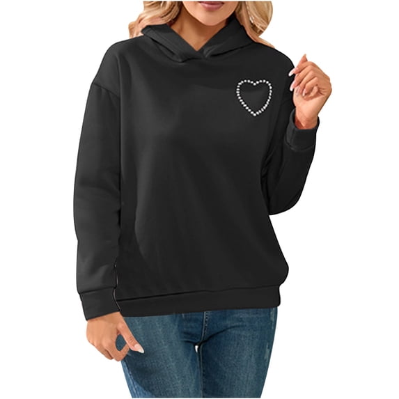 Brglopf Women's Cut Out Back Sweatshirts Long Sleeve Drawstring Heart Print Pullover Tops Trendy Hoodies Fall Clothes