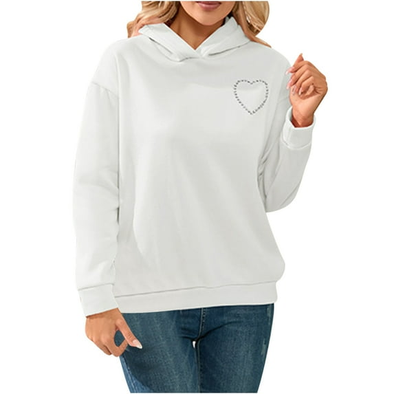 Brglopf Women's Cut Out Back Sweatshirts Long Sleeve Drawstring Heart Print Pullover Tops Trendy Hoodies Fall Clothes