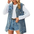 Brglopf Women's Denim Vest Sleeveless Jean Jacket Button Down Casual