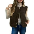 thumbnail image 1 of Brglopf Women's Fall Winter Fleece Vest Trendy Sleeveless Sherpa Jacket Lightweight Button Down Fuzzy Warm Vests Outerwear(Brown,XXL), 1 of 8