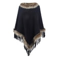 thumbnail image 1 of Brglopf Women's Faux Fur Shawl Wraps Solid Color Thick Pullover Cape Knitted Tassel Cloaks Warm Winter Poncho Cape for Weddings Evening Dresses, 1 of 3
