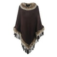 thumbnail image 1 of Brglopf Women's Faux Fur Shawl Wraps Solid Color Thick Pullover Cape Knitted Tassel Cloaks Warm Winter Poncho Cape for Weddings Evening Dresses, 1 of 3