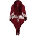 thumbnail image 1 of Brglopf Women's Faux Fur Shawls Wrap Warm Fringe Poncho Cape Open Front Cardigan Color Block Striped Clock Coats for Fall Winter, 1 of 4