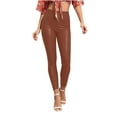 thumbnail image 1 of Brglopf Women's Faux Leather Leggings Pants High Elastic Waist Slim Fit Pants Solid Color Strechy Long Pants Trendy Tights Troursers, 1 of 5