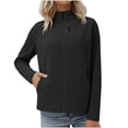 thumbnail image 1 of Brglopf Women's Fleece Jackets Fall Winter Stand Collar Outwear Jacket Zip Up Soft Warm Casual Fuzzy Coats with Zipper Pockets(Black,XXL), 1 of 6