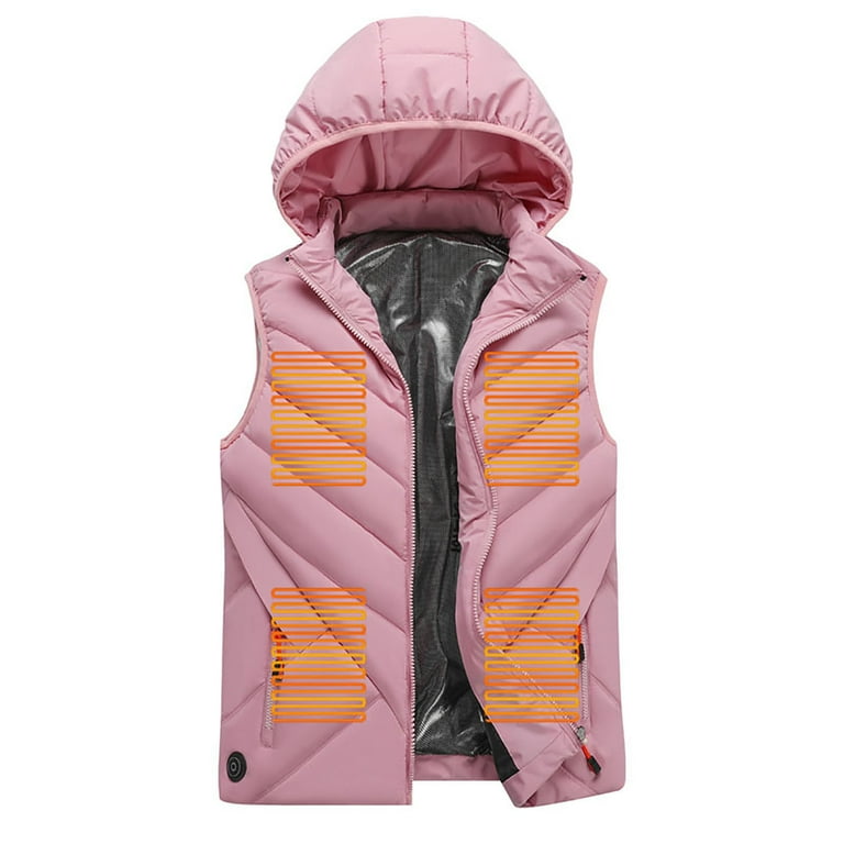 Brglopf Women s Heated Vest Unisex Winter Hooded Heated Outerwear for Men Women USB Electric Heated Clothing Vest No Powerbank