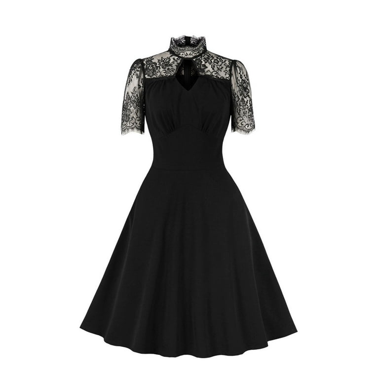 Floral Embroidery Sheer Mesh Black Lace Dress Floral Embroidery Sheer Mesh Black Lace Dress