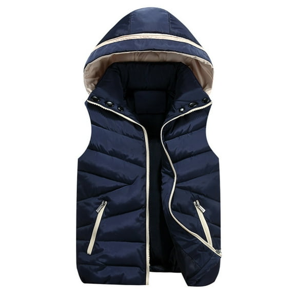 Brglopf Women's Puffer Vests Sleeveless Zip Up Hooded Jacket Winter Puffer Vests Plus Size Warm Outwear with Zipper Pockets