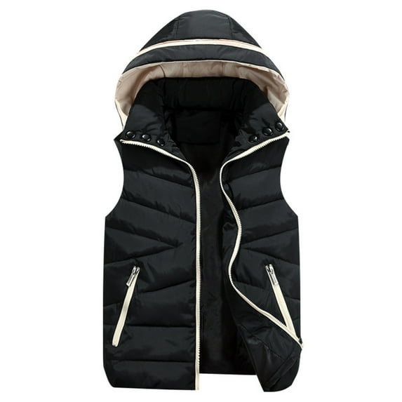Brglopf Women's Puffer Vests Sleeveless Zip Up Hooded Jacket Winter Puffer Vests Plus Size Warm Outwear with Zipper Pockets