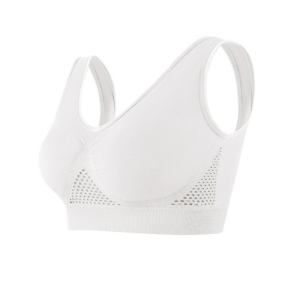 Brglopf Women's Seamless Comfortable Sports Bra with Removable Pads No Underwire T-Shirt Bra High Support Workout Yoga Bras White M