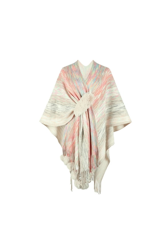 Women's Shawl Wrap Striped Poncho Cape Cross Criss Open Front Cardigan Trendy Fall Winter Shawls Cloak Coats