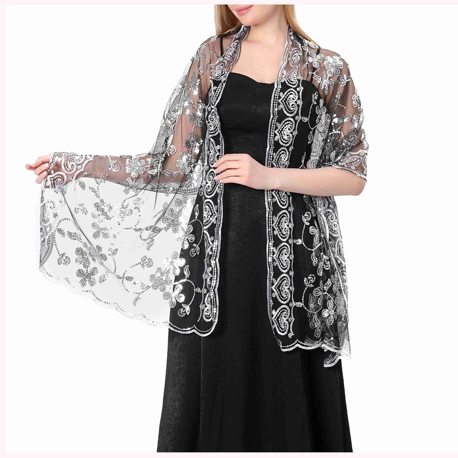 Brglopf Women's Shawl Wraps for Evening Party Dress Sparkly Sequin