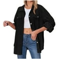 thumbnail image 1 of Brglopf Women's Shirt Long Sleeve Button Down Shacket Jacket Casual Lightweight Oversized Tops Fall Shirt Coat with Pockets Black S, 1 of 5