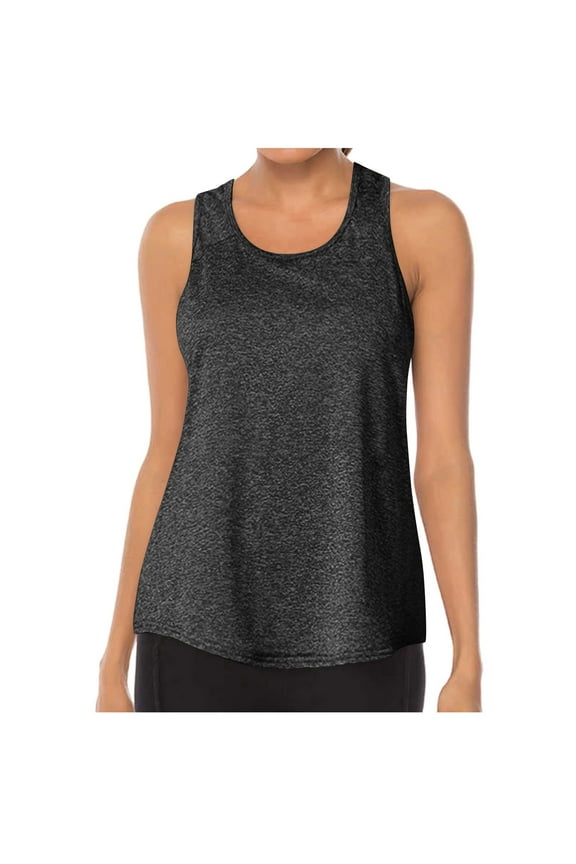 Women's Sleeveless Workout Tops Breathable Lightweight Mesh Sleeveless Loose Active Tennis Yoga Shirts Racerback Athletic Running Tank Tops(Dark Gray,S)