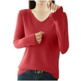 thumbnail image 1 of Ahdbta Women's Sweaters Sexy V-Neck Long Sleeve Casual Pullover Tops Solid Color Fall Winter Warm Comfort Knitted Sweaters, 1 of 5