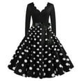 thumbnail image 1 of Brglopf Women's Vintage Audrey Hepburn Dress Polka Dots Long Sleeve Knee-Length Dress Cocktail Party Evening Dress Black XXL, 1 of 9