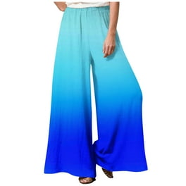 Wide Leg Pants for Women Elastic High Waist Gradient Palazzo Pants Casual Baggy Flowy Plus Size Lounge Trousers Walmart