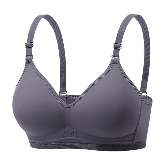 Brglopf Women's Wireless Bras Full Coverage Seamless Supportive Push Up T-Shirt Bra Soft Comfort Non Padded Everyday Bralettes Gray XL