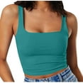thumbnail image 1 of Brglopf Women's Y8k Tank Tops Sleeveless Crop Blouse Square Neck Slim Fit Workout Basic Shirts Casual Solid Color Crop Tee, 1 of 6