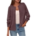 thumbnail image 1 of Brglopf Womens Cardigan Sweaters Casual Long Sleeve Button Down Crewneck Fall Cardigans Soft Lightweight Knit Loose Sweater Tops(Purple,Free Size), 1 of 8