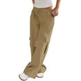 thumbnail image 1 of Brglopf Womens Cargo Pants Elastic Waist Wide Leg Parachute Pants with Multi Pockets Baggy Hiking Trousers Travel Y2K Streetwear Khaki L, 1 of 5