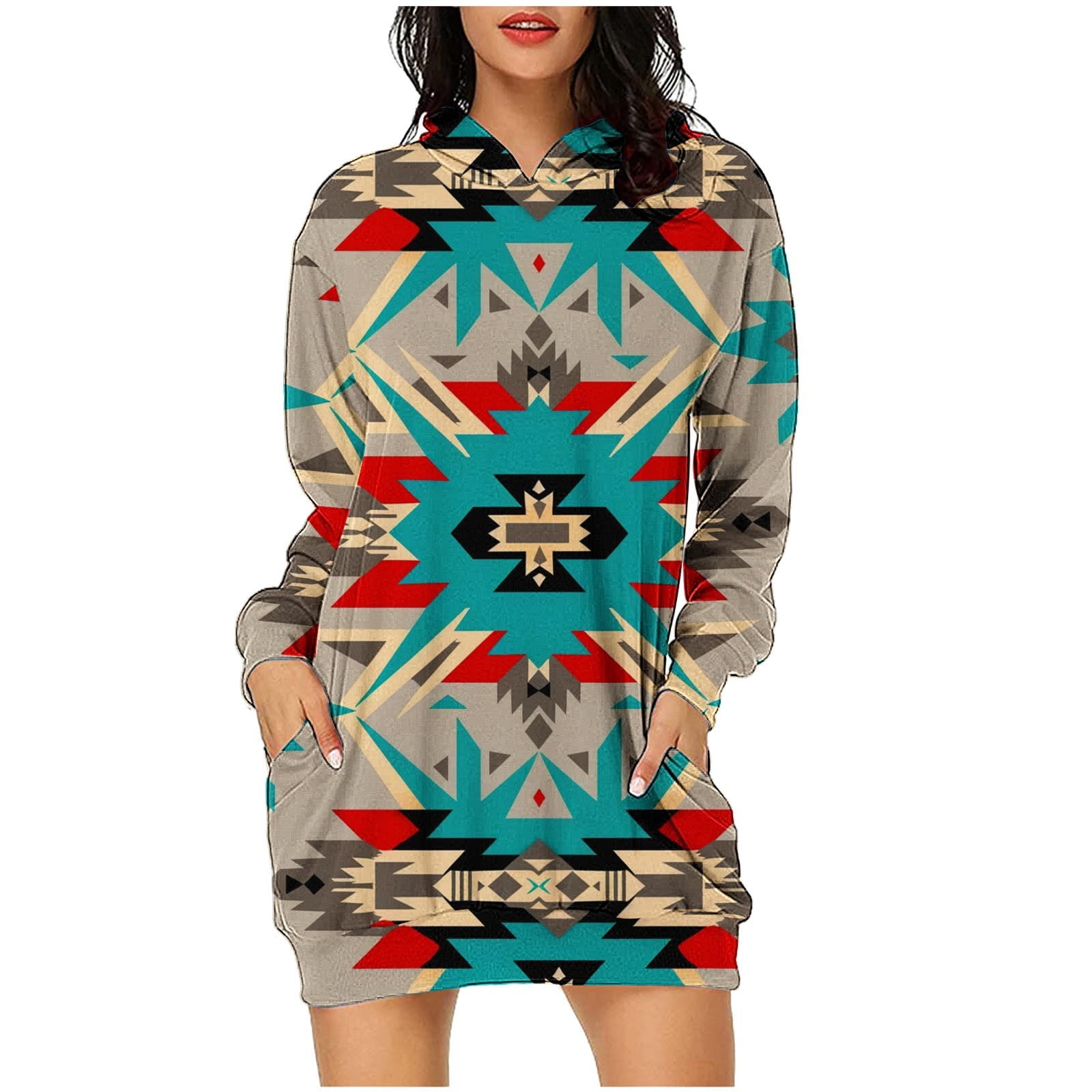 Brglopf Womens Casual Dresses Long Sleeve Hooded Sweatshirts Dress