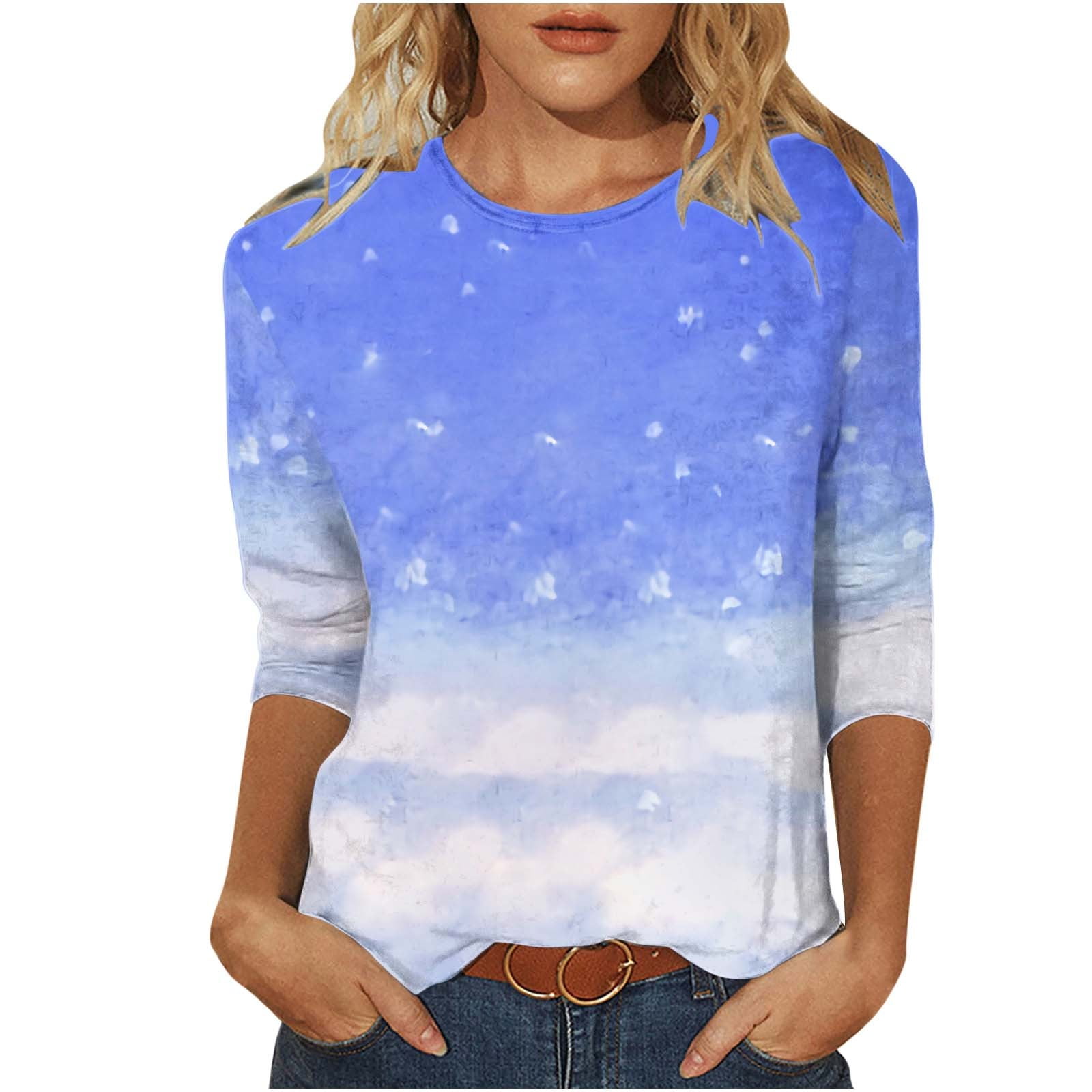 Brglopf Womens Christmas TShirts Trendy 2024 Printed Long Sleeve Tunic