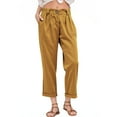 thumbnail image 1 of Brglopf Womens Cropped Corduroy Pants Elastic High Waist Retro Trousers Casual Straight Leg Baggy Capri Pants with Pockets Khaki M, 1 of 8