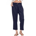 thumbnail image 1 of Brglopf Womens Cropped Corduroy Pants Elastic High Waist Retro Trousers Casual Straight Leg Baggy Capri Pants with Pockets Navy 3XL, 1 of 8