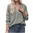 thumbnail image 1 of Brglopf Womens Hoodies Long Sleeve Tunic Top Button Down V Neck Drawstring Henley Shirt Solid Color Side Split Sweatshirt, 1 of 5