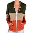 thumbnail image 1 of Brglopf Womens Long Sleeve Sweatshirts Zip Up Hoodie Jacket Lightweight Drawstring Color Block Sweatshirt Fall Clothes with Pockets, 1 of 8