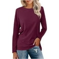 thumbnail image 1 of Brglopf Womens Long Sleeve Tunic Shirts Casual Solid Color V Neck Basic Tops Spring Loose Fit Pullovers Tops Tee Shirts, 1 of 2