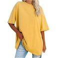 thumbnail image 1 of Brglopf Womens Oversized T Shirts Loose Fit Crewneck Short Sleeve Tops Summer Casual Blouse Y2K 2025 Basic Tee(Yellow,S), 1 of 5