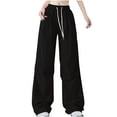 thumbnail image 1 of Brglopf Womens Parachute Pants Wide Leg Baggy Pants Y2K Elastic Low Waist Jogger Sweatpants Drawstring Pants Streetwear, 1 of 6
