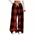 thumbnail image 1 of Brglopf Womens Plaid Fluffy Pajama Pants Drawstring High Waisted Fuzzy Fleece Cozy Lounge Pants with Pockets Winter Warm Pj Bottoms Red XXXXXL, 1 of 5