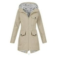 thumbnail image 1 of Brglopf Womens Raincoat Lightweight Waterproof Rain Jackets with Hood Outdoor Travel Hiking Windbreaker Trench Coat(Khaki,XXL), 1 of 8