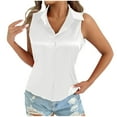 thumbnail image 1 of Brglopf Womens Sleeveless Button Down Shirts Elegant Silk Satin Blouses Dressy Business Work Summer Tank Tops(White,M), 1 of 7