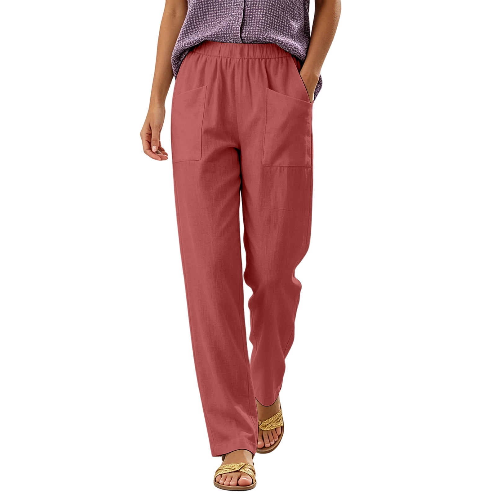 Brglopf Womens Summer Pants Lightweight Elastic Waist Straight Leg brglopf-womens-summer-pants-lightweight-elastic-waist-straight-leg