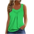 thumbnail image 1 of Brglopf Womens Tank Tops Loose Fit V Neck Ruched Sleeveless Cami Blouse Summer Casual Basic Banded Bottom Shirts(Green,L), 1 of 5