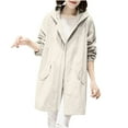 thumbnail image 1 of Brglopf Womens Trench Jackets Fall Fashion Full Zip Up Hooded Jacket Oversized Elegant Outdoor Travel Windbreaker Coat Outwear(White,XXL), 1 of 3