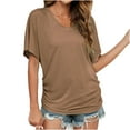 thumbnail image 1 of Brglopf Womens Tunic Tops Oversize Casual Short Sleeve U Neck Tshirts with Side Shirring Ruched Blouse Spring Summer, 1 of 6