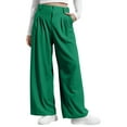 thumbnail image 1 of Brglopf Womens Wide Leg Pants Elastic High Waisted Business Casual Slacks Work Pants Palazzo Trousers with Pockets Green S, 1 of 9