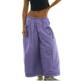 thumbnail image 1 of Brglopf Womens Wide Leg Pants Y2K Elastic Waist Summer Casual Baggy Lounge Pants Loose Trousers with Ruched Drawstring Pockets Purple S, 1 of 9