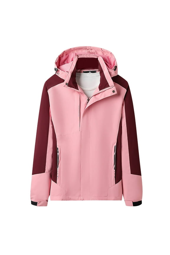 Womens Windbreaker Rain jacket Lightweight Active Outdoor Raincoat Full Zip Hiking Windbreaker Trench Coats with Removable Hood(Pink,M)