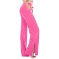 thumbnail image 1 of Brglopf Womens Yoga Sweatpants Wide Leg High Waisted Lounge Pajamas Pants Side Slit Hem Comfy Workout Loose Pants with Pockets Pink XXL, 1 of 6